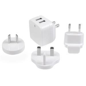 Dual-port USB Wall Charger - International Travel - 17w/3.4a - White                                