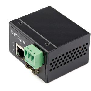 Industrial Fiber To Ethernet Media Converter - 100mbps Sfp To Rj45/CAT6 Sm/mm - Fiber To Copper Network - Ip-30 12v Input