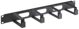 Cable Management Panel 19in 1u, 4 Long Plastic Rings, Black                                         