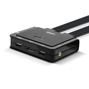 USB 2.0 And Audio Cable KVM Switch 2 Port DisplayPort 1.2, USB Type C