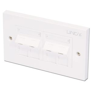 Cat5e Double Wall Plate With 4 X Angled Rj-45 Shuttered Socket, Unshielded
