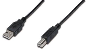 USB connection cable, type A - B M/M, 3m USB 2.0 suitable Black