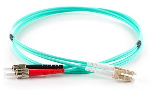 Duplex Fibre Optic Patch Cable - Lc To St 2m 50/125 Om3 Aqua                                        
