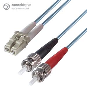 Duplex Fibre Optic Patch Cable - Lc To St 15m 50/125 Om3 Aqua                                       