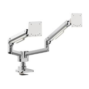 Monitor Mount - Desk - 2 Monitor - Tilt/Swivel/Rotate - 17 to 35in - Chrome + White